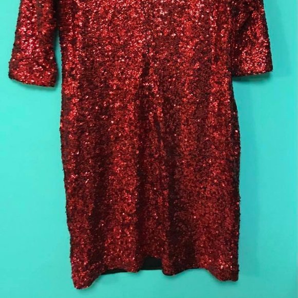 Ruby Red Sequin Cocktail Dress - Picture 4 of 4